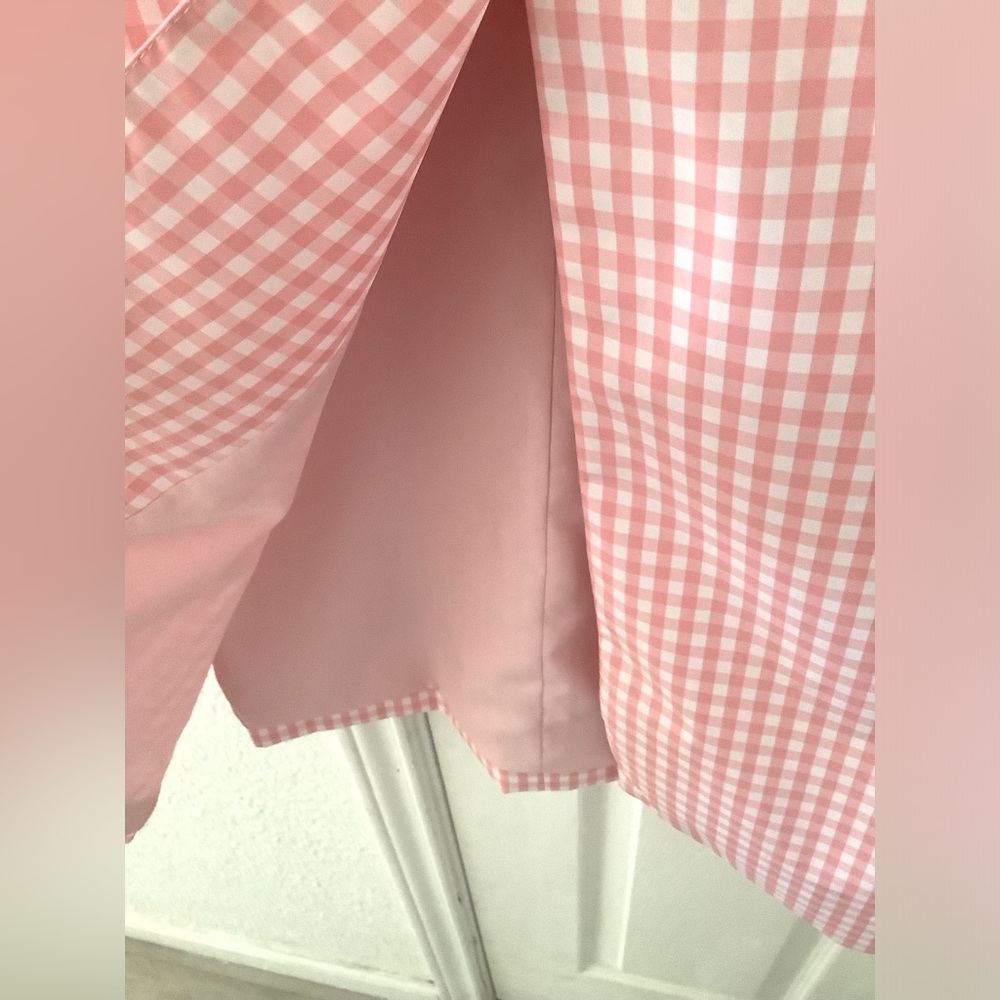 🆕 1.state Chic Pink and whit Gingham light Duster Coat. - Picture 6 of 10